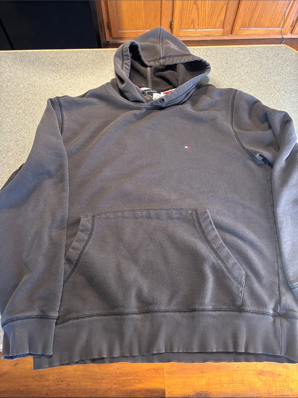 Vintage Tommy Hilfiger Men's Hoodie - Charcoal Black